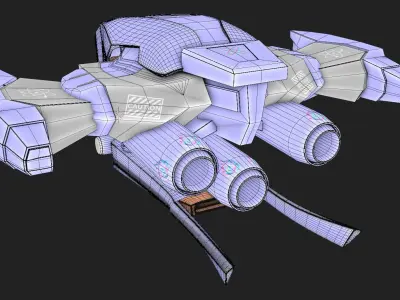 Starlink Spaceship 3D model textured 3D model
