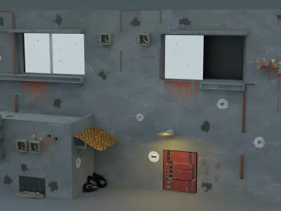 cyberpunk city building face 3D model