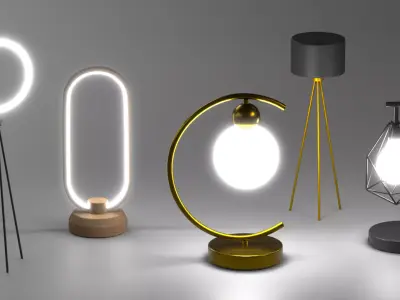 Lamps with glow light 3D model
