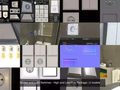  Socket and Light Switches - High and Low-Poly Package