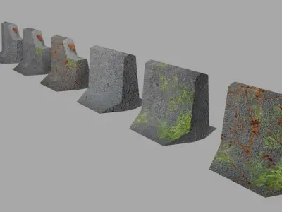 Concrete Barrier Type 1 Low-poly 3D model buy
