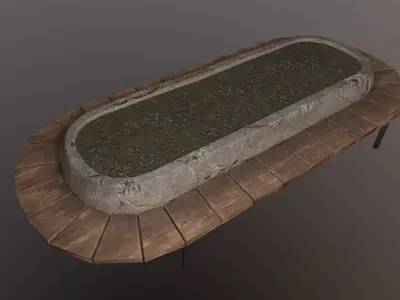 Street Bench Low-poly 3D model