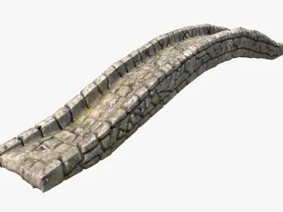 Low poly detailed stone bridge Low-poly 3D model
