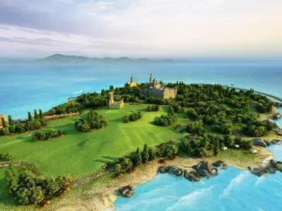 3DMAX model Island Castle Golf Course 3D model