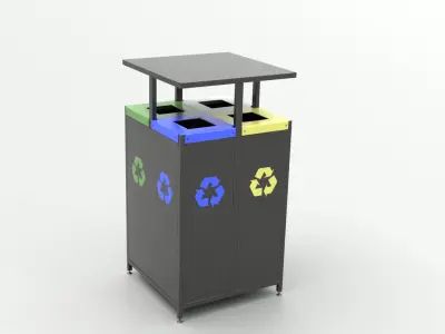 Metal Street Trash Bin 4K PBR Game Ready UV Unwrapped vol 09 Low-poly 3D model