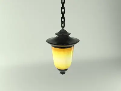 Ceiling Lamp and Chain Low-poly 3D model