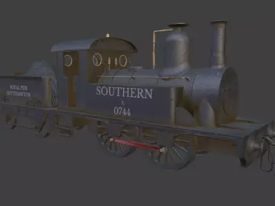 Old victorian steam locomotive 3D model