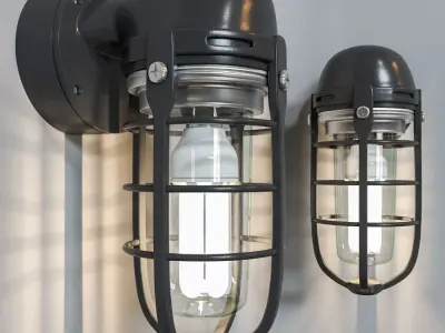 walllight01 industrial wall light with cage 3D model