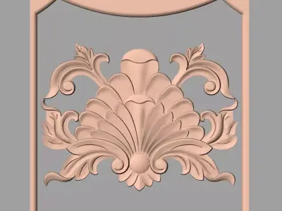 Bed door flower 3D relief STL model for CNC engraving E532 3D model
