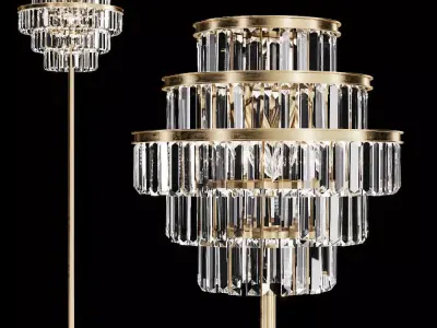 Restoration Hardware ALAINE CRYSTAL CLEAR GLASS FLOOR LAMP Brass 3D model
