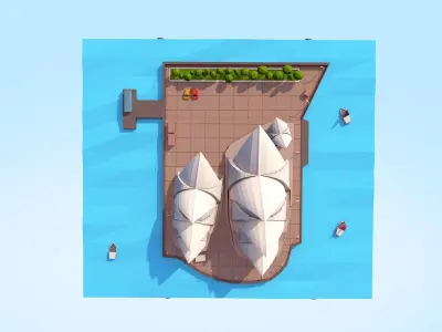 Low Poly Sydney Opera House Landmark Low-poly 3D model
