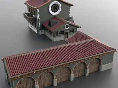village house Low-poly 3D model 3
