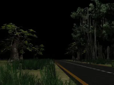 Road With Tree Nature 3d Cartoon Low-poly 3D model