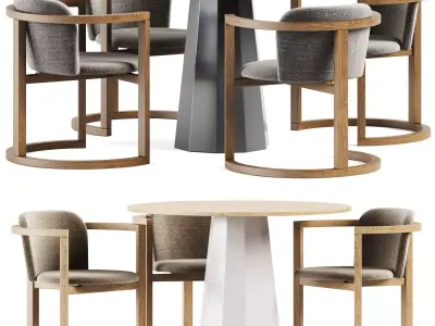 Dix Table by Connubia and Stir Chair by Kazuko Okamoto 3D model