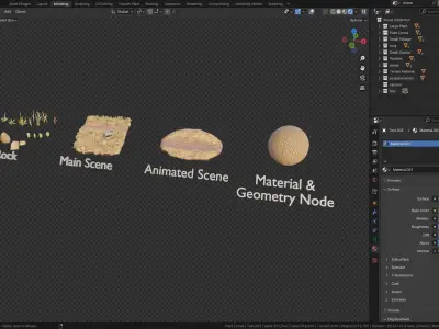 3D Tudor Wild West Desert Terrain Geometry Node 3D model