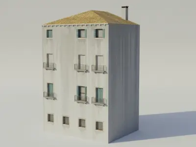 Apartment Building - Low-poly PBR Low-poly 3D model