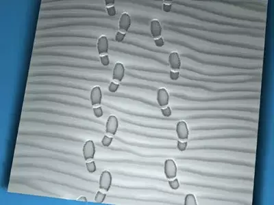 Footprints in sand 3D model