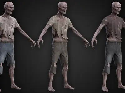 Zombie Ghoul Low-poly 3D model