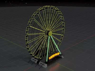 Ferris wheel version 1 with animation Low-poly 3D model