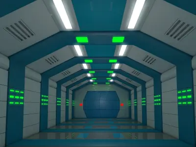 Sci Fi Corridor  Low-poly 3D model 2