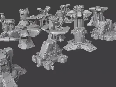 scifi interior details set 2 3D model