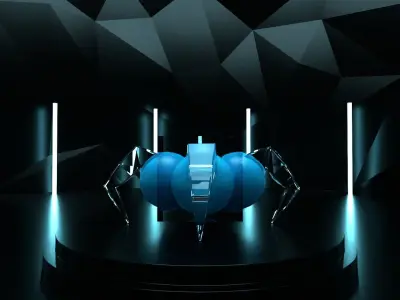 quad-bot spider robot Low-poly 3D model