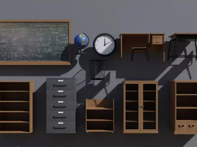 Classroom furniture set  3D model