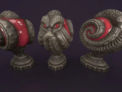 Ancient sphere stone Low-poly 3D model