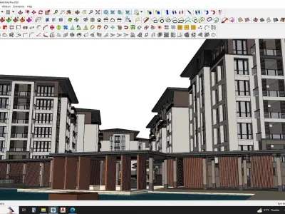 Explore 3D Apartment Houses and Master Plan sketchup model 3D model
