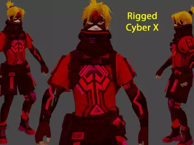 Cyber X character outfit Low-poly 3D model