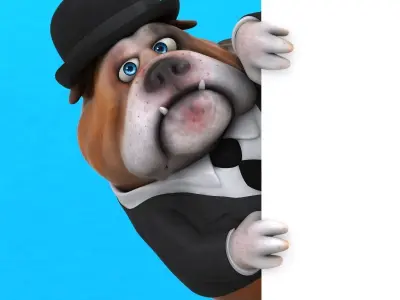Fun cartoon Bulldog with a suit 3D model