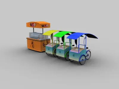 Ice Cream Cart Low-poly 3D model