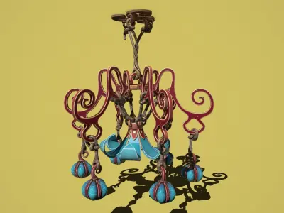 Fantasy flower chandelier Low-poly 3D model