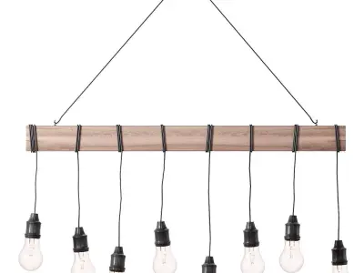 Tomas Black Wood Grain Kitchen Island Light Pendant 3D model