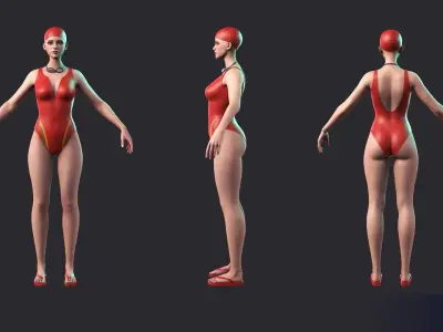 Streetwear Girl 3-12 - School Wear Girls Pack Game-Ready Low-poly 3D model