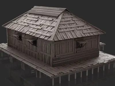 Fantasy Wooden House - Jungle Hut 2 3D model