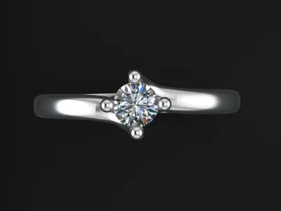 Engagement ring with diamond gem 3 mm for  CNC or  3D print model