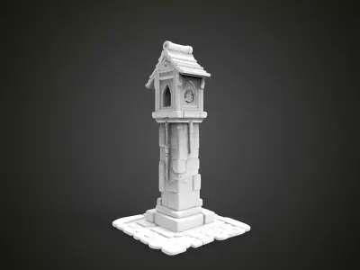 medieval urban stone lantern 5 3D print model