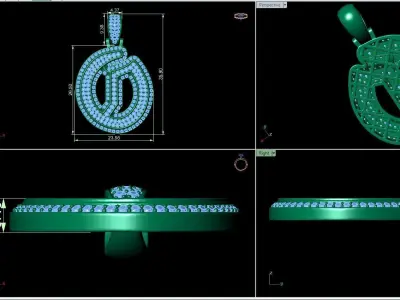 Tattoo fonts O alphabet pendent 3D print model
