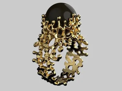 Coral Black Pearl  Ring light version 3D print model