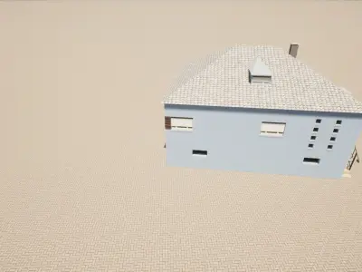 French House with low poly 3D model Low-poly 3D model