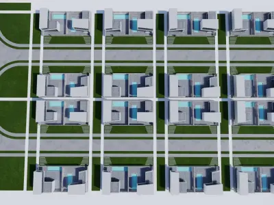 3D MODEL - Modern city Houses Low-poly 3D model