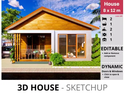 House 8x12m code 549 - Sketchup 3D model 3D model 3D model