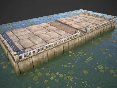 Modular Embankment Low-poly 3D model