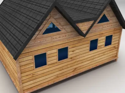 Wooden House Large low poly Low-poly 3D model