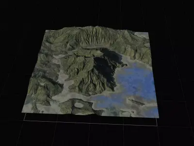 8K Gaea lake and height map texture Low-poly 3D model