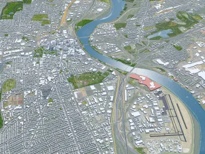 Hartford City Connecticut USA Low-poly 3D model