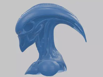 Printable Fantasy Alien Head Bust Figure Hr giger 3D print model