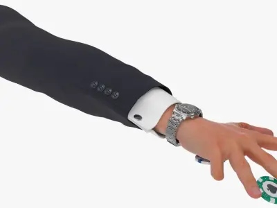  Poker Chips in Businessman Hand 