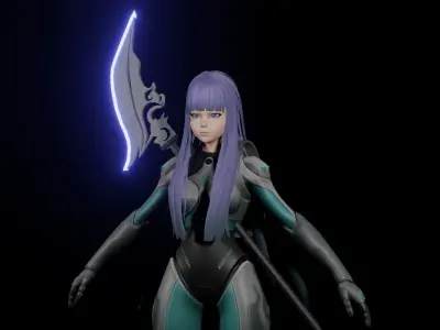 Molly woman holding scythe 3D model